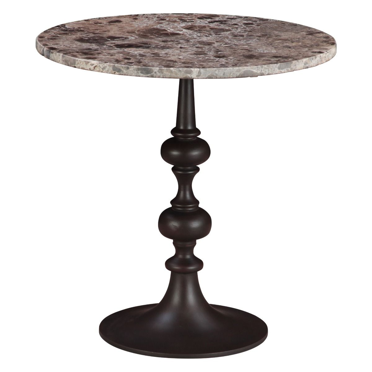 Dauphine 20" Side Table in Dark Emperador Marble with Brown Base by Home Trends & Design at Eve Furniture
