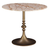 Dauphine 36" Bistro Table in Retro Impulse Marble and Antique Gold Base by Home Trends & Design at Eve Furniture