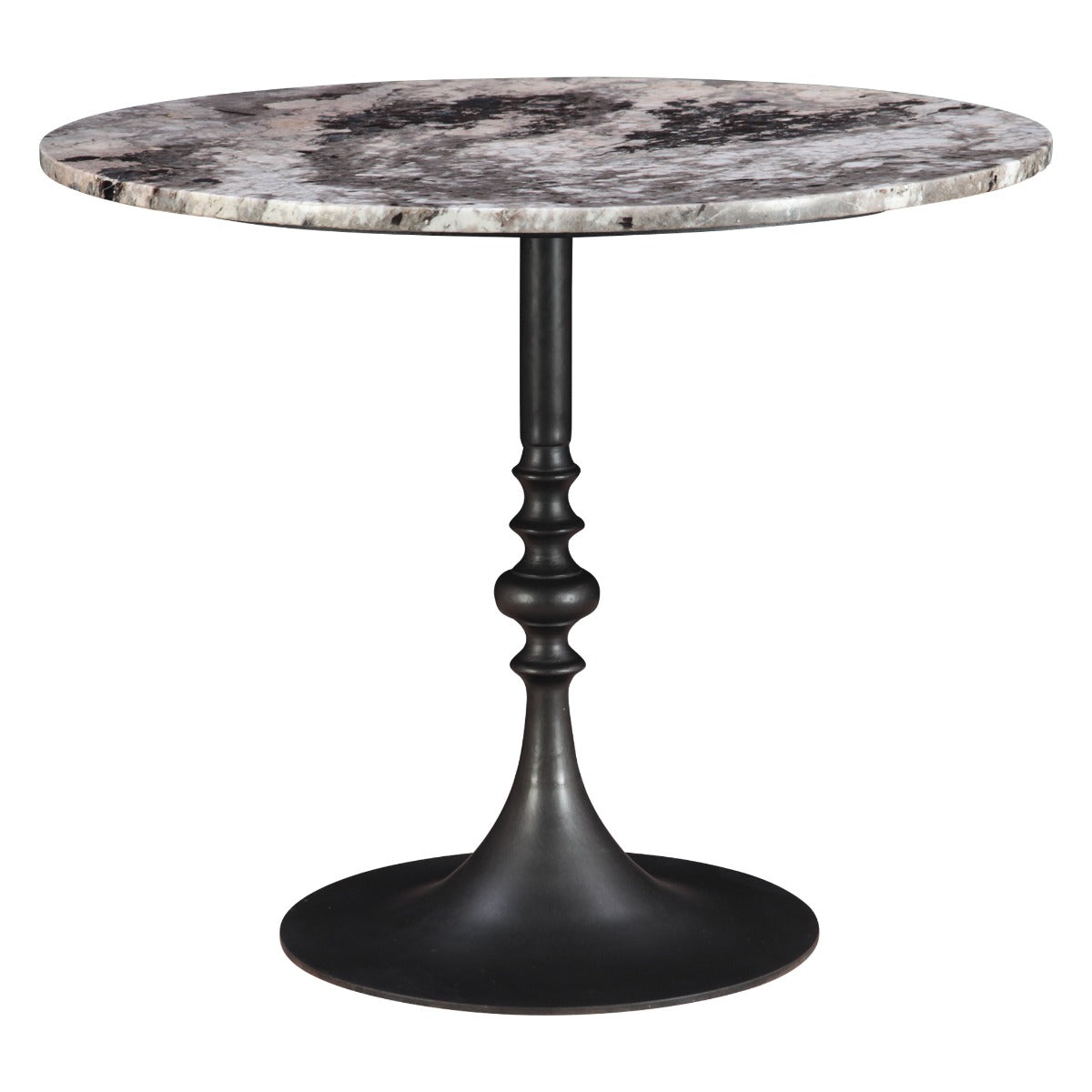 Dauphine 36" Round Bistro Table in Patagonia Marble with Black Base by Home Trends & Design at Eve Furniture