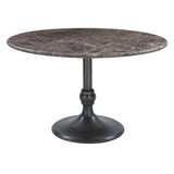 Dauphine 50" Round Dining Table in Dark Emperador Marble with Aged Brass Base by Home Trends & Design at Eve Furniture