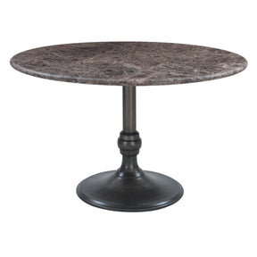 Dauphine 50" Round Dining Table in Dark Emperador Marble with Aged Brass Base by Home Trends & Design at Eve Furniture