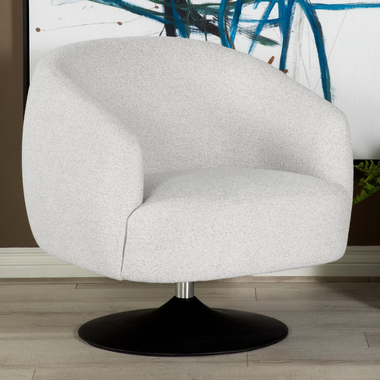 Dave Beige/Matte Black Upholstered Swivel Accent Chair