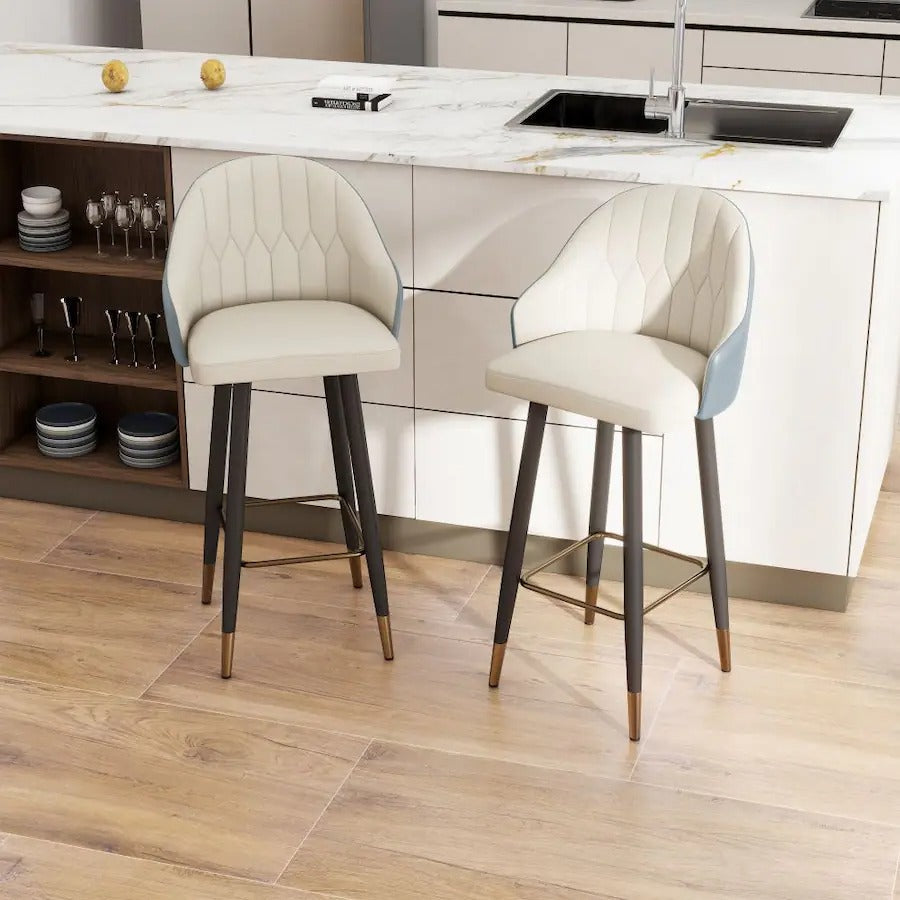 Davenport Grey & Beige Upholstered Barstool