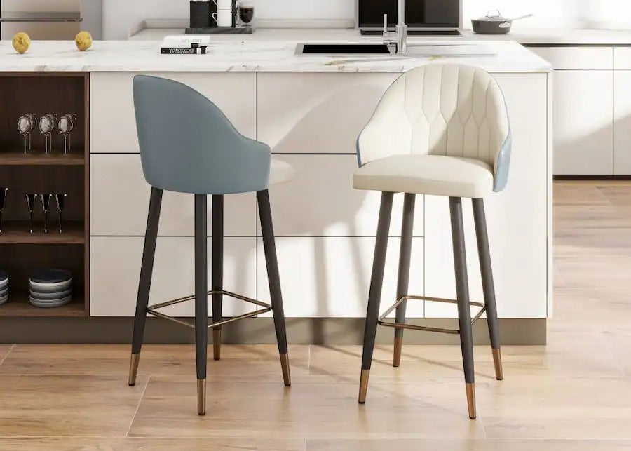 Davenport Grey & Beige Upholstered Barstool