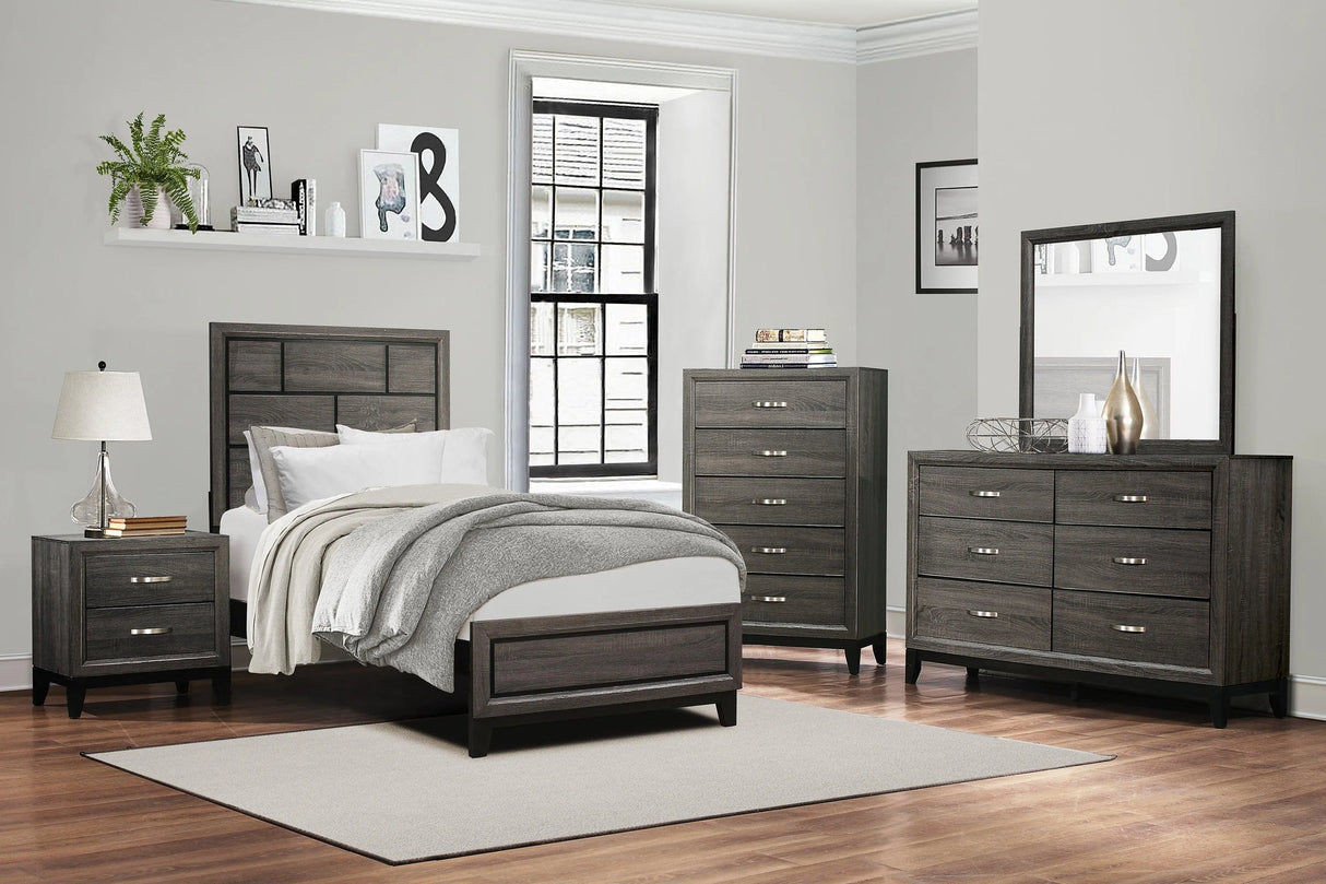 Davi Gray Twin Panel Bed by Homelegance at Eve Furniture