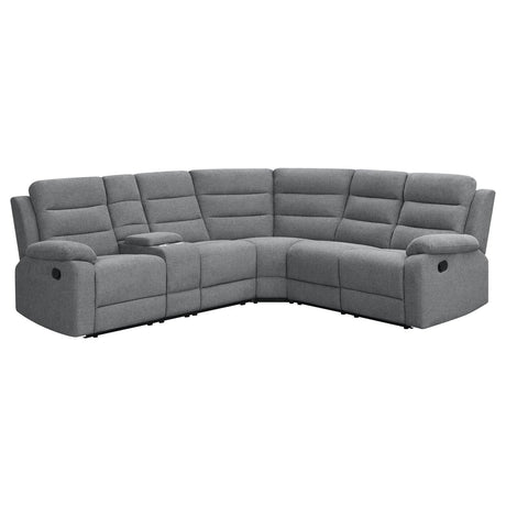 David 3-Piece Upholstered Motion Sectional with Pillow Arms Smoke