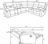 David 3-Piece Upholstered Motion Sectional with Pillow Arms Smoke