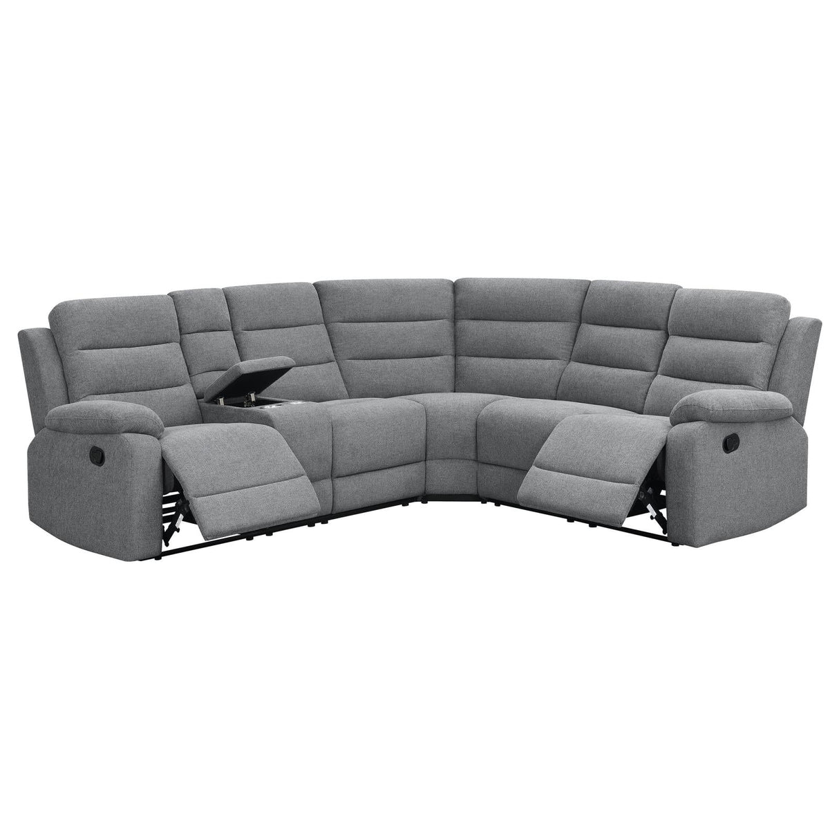 David 3-Piece Upholstered Motion Sectional with Pillow Arms Smoke