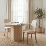 David Diamond Tuffed Cream Fabric Wrap Brown Wood Base Dining Chair, Set of 2 by Mercana at Eve Furniture