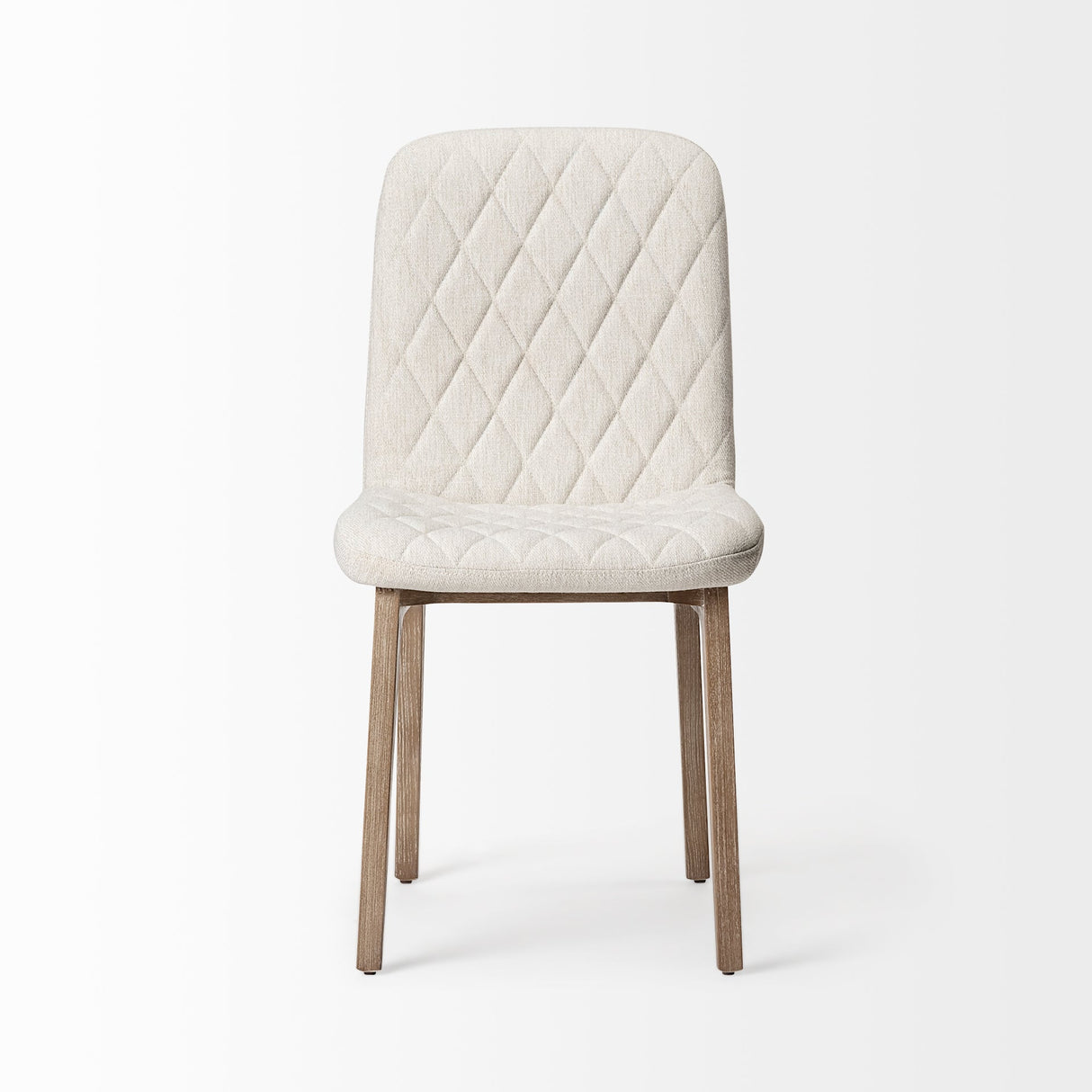 David Diamond Tuffed Cream Fabric Wrap Brown Wood Base Dining Chair, Set of 2 by Mercana at Eve Furniture
