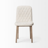 David Diamond Tuffed Cream Fabric Wrap Brown Wood Base Dining Chair, Set of 2 by Mercana at Eve Furniture