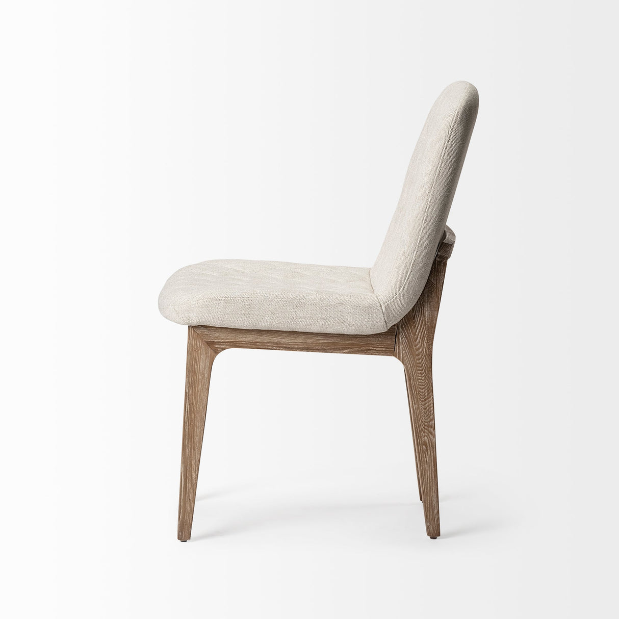 David Diamond Tuffed Cream Fabric Wrap Brown Wood Base Dining Chair, Set of 2 by Mercana at Eve Furniture