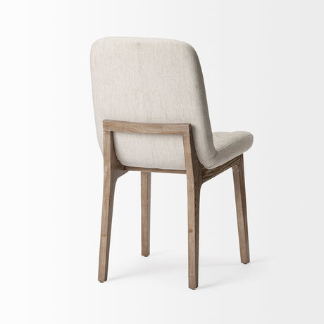 David Diamond Tuffed Cream Fabric Wrap Brown Wood Base Dining Chair, Set of 2 by Mercana at Eve Furniture