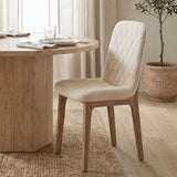 David Diamond Tuffed Cream Fabric Wrap Brown Wood Base Dining Chair, Set of 2 by Mercana at Eve Furniture