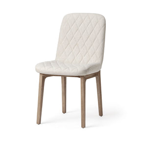 David Diamond Tuffed Cream Fabric Wrap Brown Wood Base Dining Chair, Set of 2 by Mercana at Eve Furniture