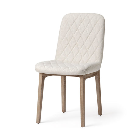 David Diamond Tuffed Cream Fabric Wrap Brown Wood Base Dining Chair, Set of 2 by Mercana at Eve Furniture