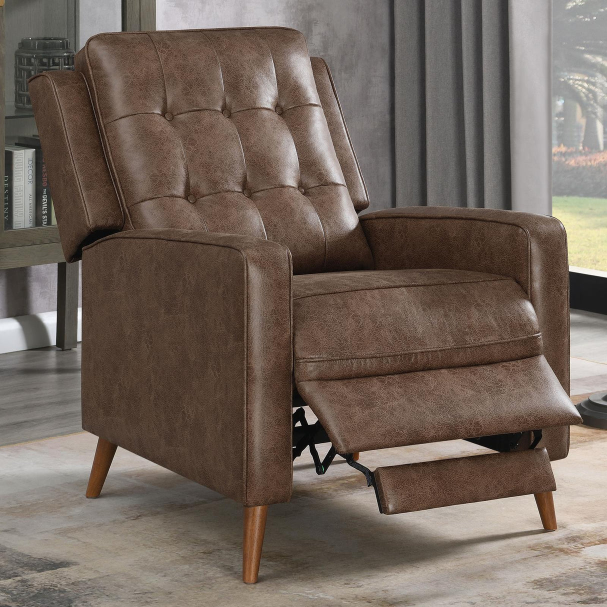 Davidson Upholstered Tufted Push Back Recliner Brown