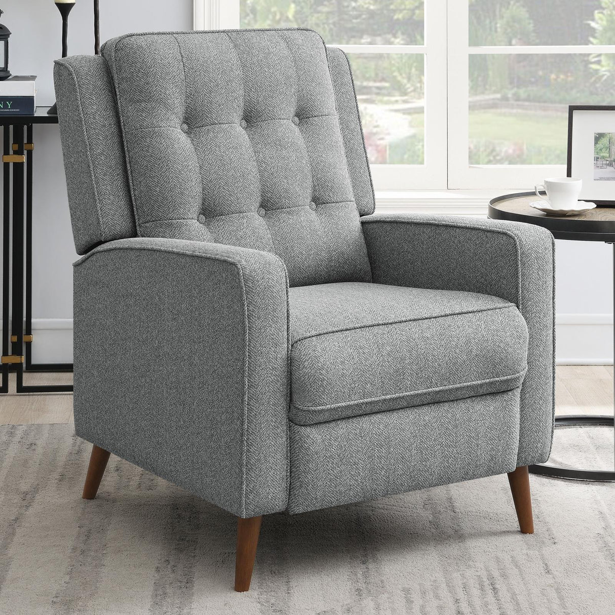 Davidson Upholstered Tufted Push Back Recliner Gray