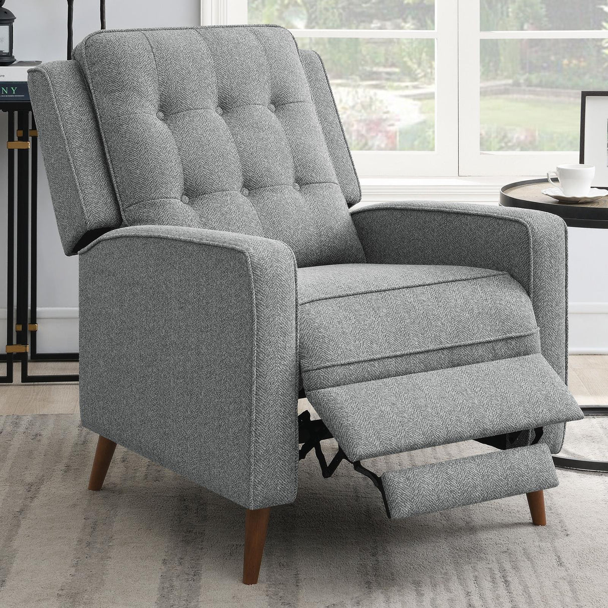 Davidson Upholstered Tufted Push Back Recliner Gray