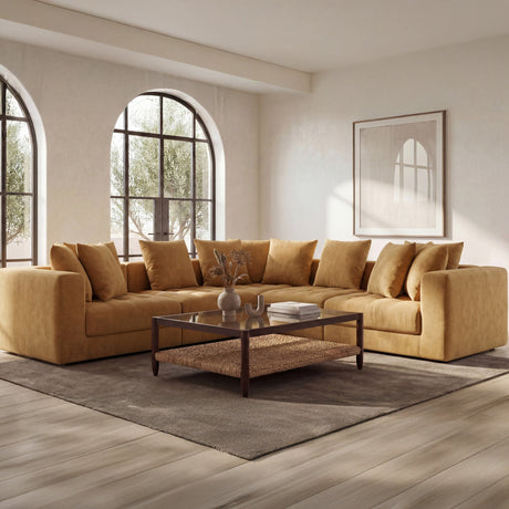 Davie Golden Yellow Corner Chair by MOES at Eve Furniture