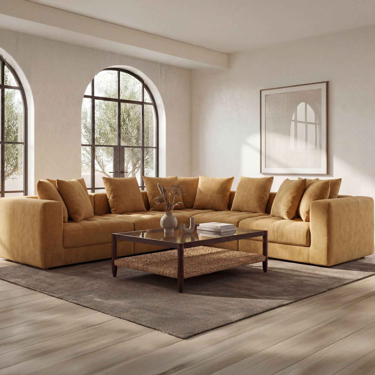 Davie Golden Yellow Corner Chair by Moe's Home at Eve Furniture