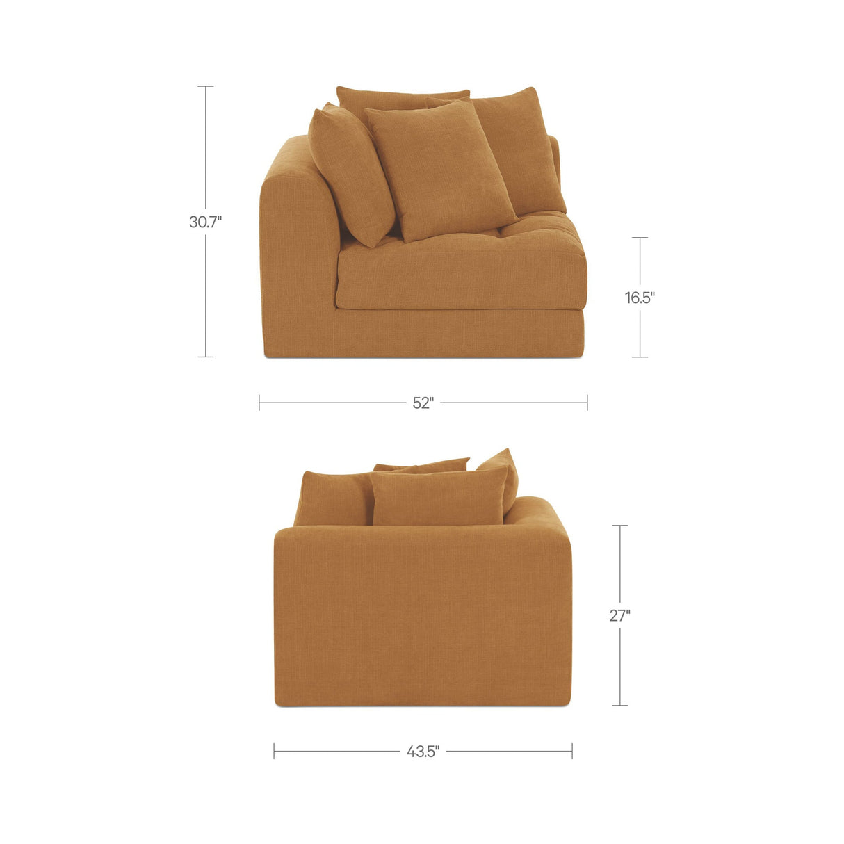 Davie Golden Yellow Right Arm Facing Chair by MOES at Eve Furniture