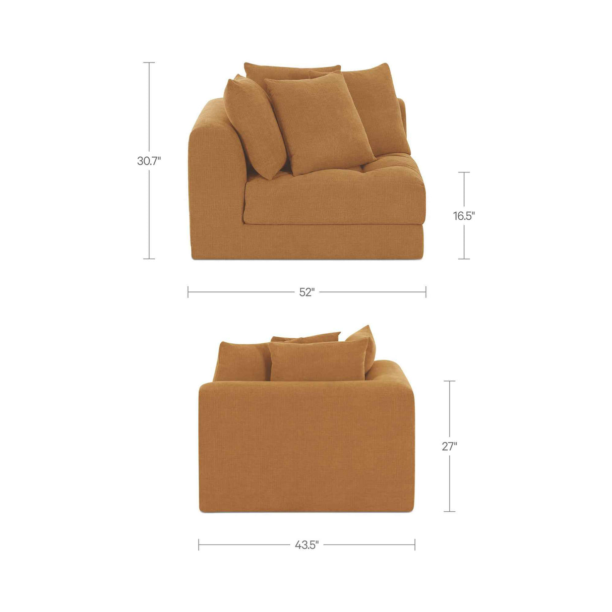 Davie Golden Yellow Right Arm Facing Chair by Moe's Home at Eve Furniture