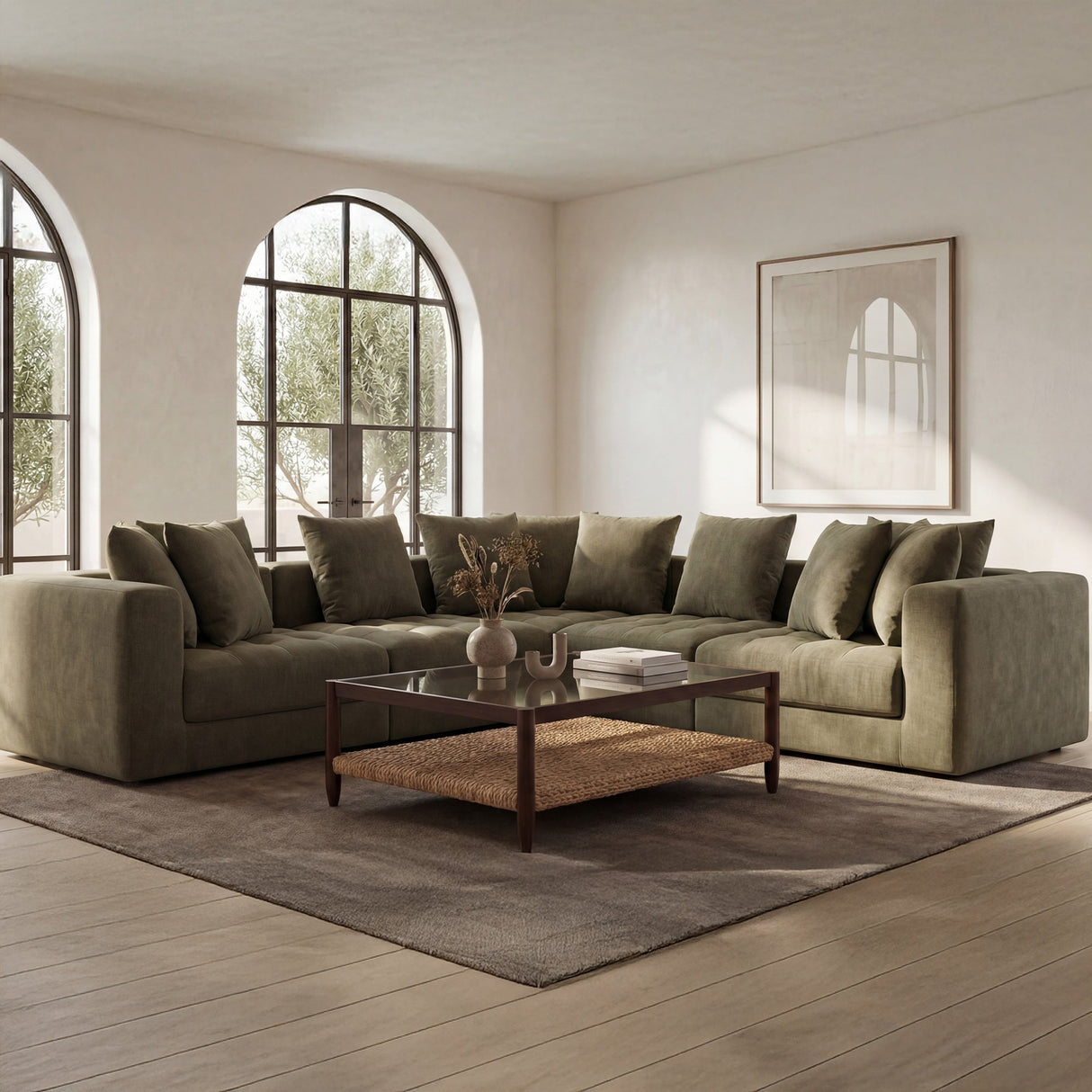 Davie Olive Classic L Modular Sectional by MOES at Eve Furniture