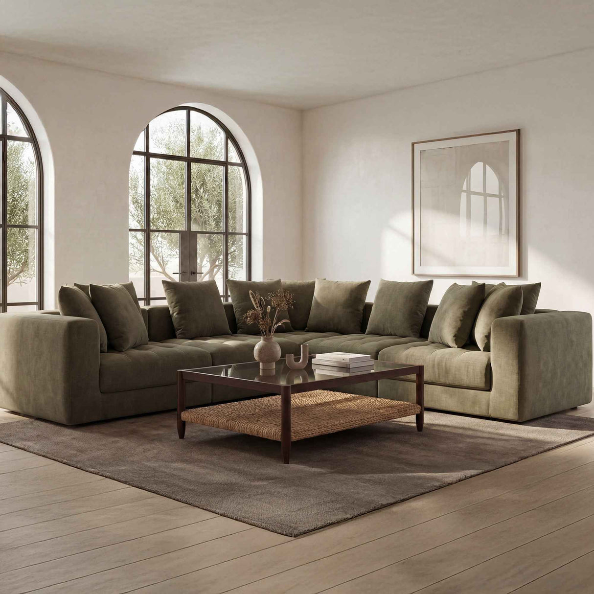 Davie Olive Classic L Modular Sectional by Moe's Home at Eve Furniture