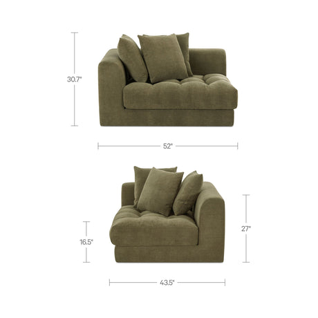 Davie Olive Left Arm Facing Chair by MOES at Eve Furniture