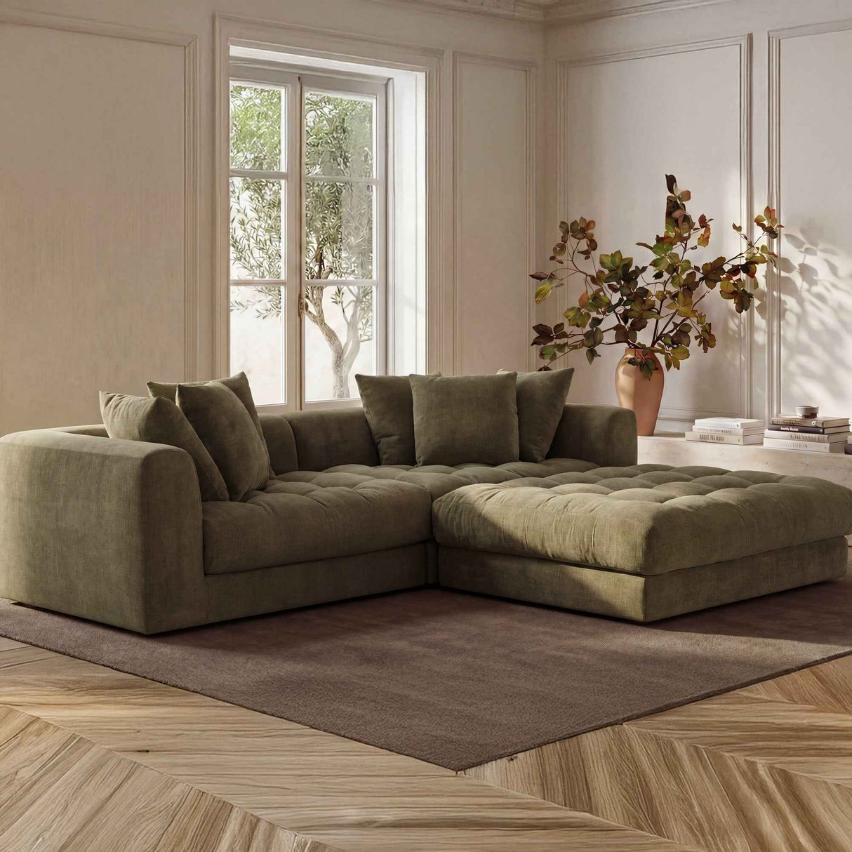 Davie Olive Ottoman