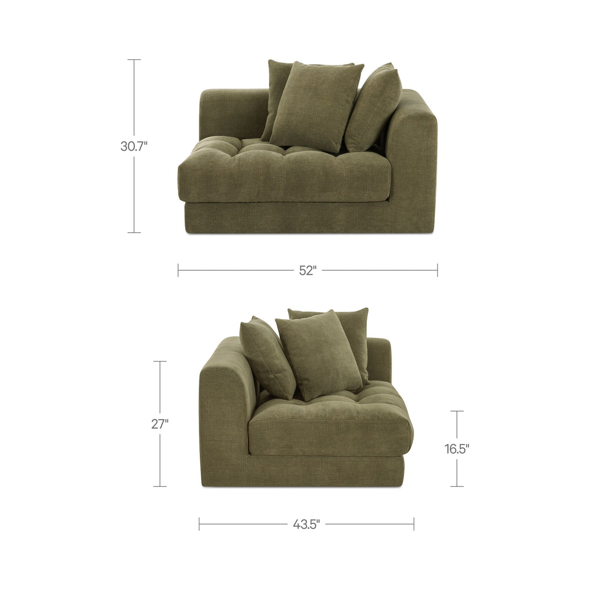 Davie Olive Right Arm Facing Chair by MOES at Eve Furniture