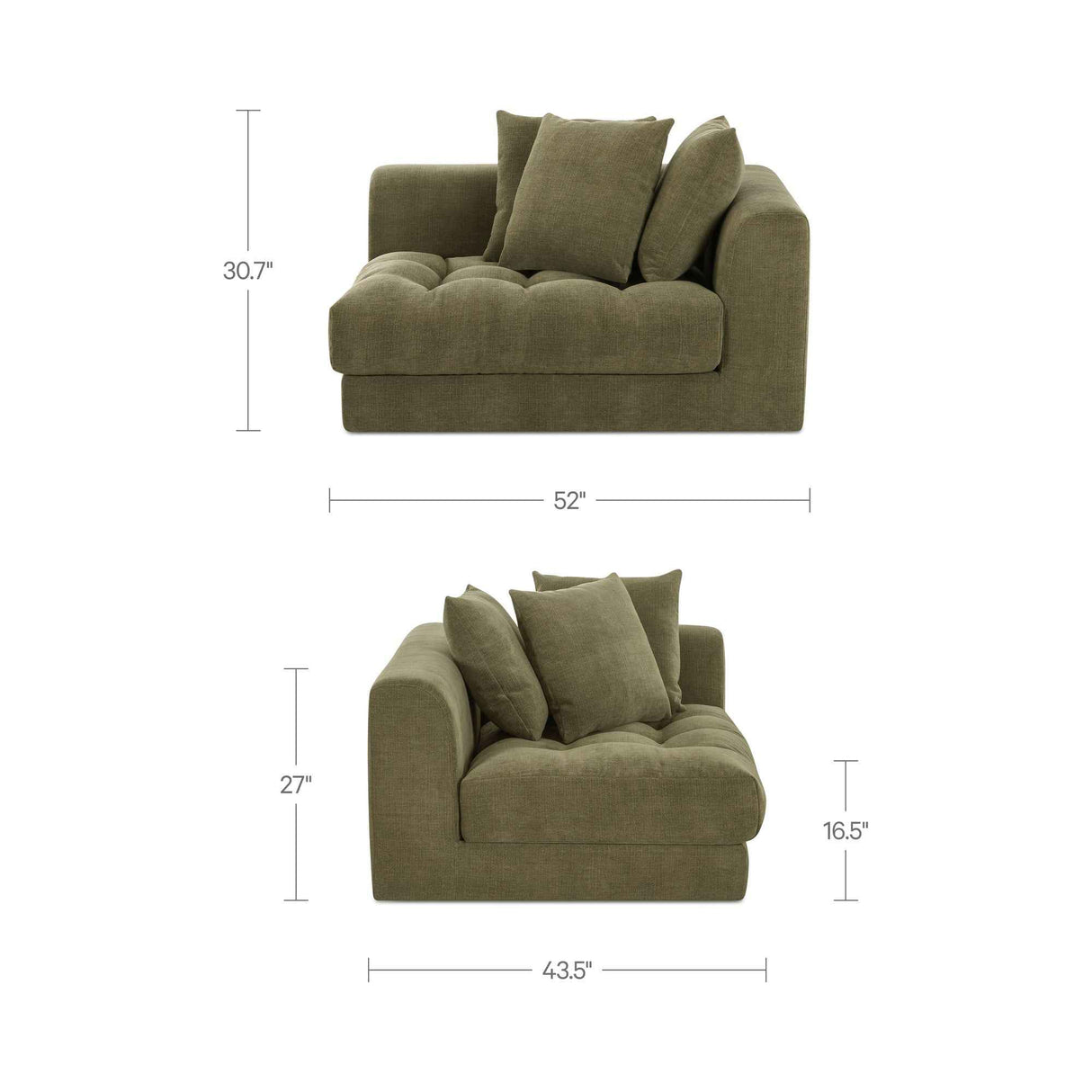 Davie Olive Right Arm Facing Chair