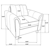 Davis  3-piece Upholstered Rolled Arm Sofa Grey