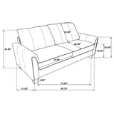 Davis Gray 2-piece Upholstered Rolled Arm Sofa Set by Coaster at Eve Furniture