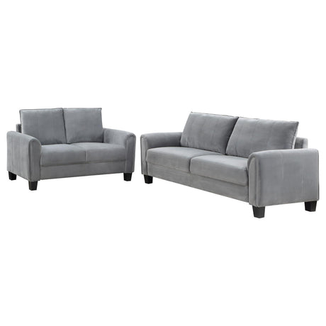 Davis Gray 2-piece Upholstered Rolled Arm Sofa Set by Coaster at Eve Furniture
