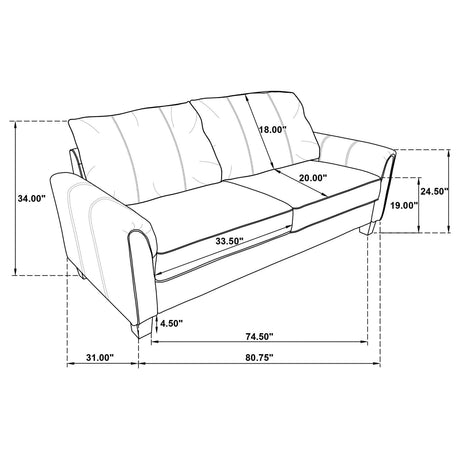 Davis Gray 3-piece Upholstered Rolled Arm Sofa Set by Coaster at Eve Furniture