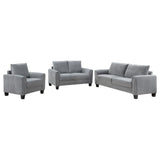 Davis Gray 3-piece Upholstered Rolled Arm Sofa Set by Coaster at Eve Furniture