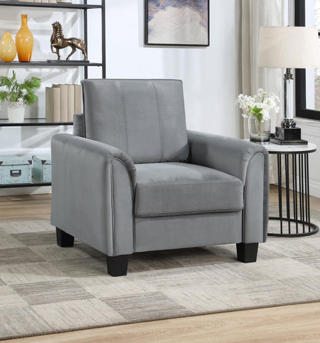 Davis Gray Upholstered Rolled Arm Accent Chair by Coaster at Eve Furniture