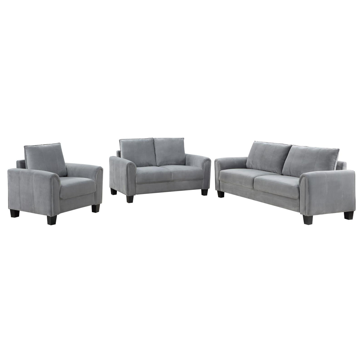 Davis Gray Upholstered Rolled Arm Living Room Set by Coaster at Eve Furniture
