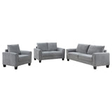 Davis Gray Upholstered Rolled Arm Living Room Set by Coaster at Eve Furniture