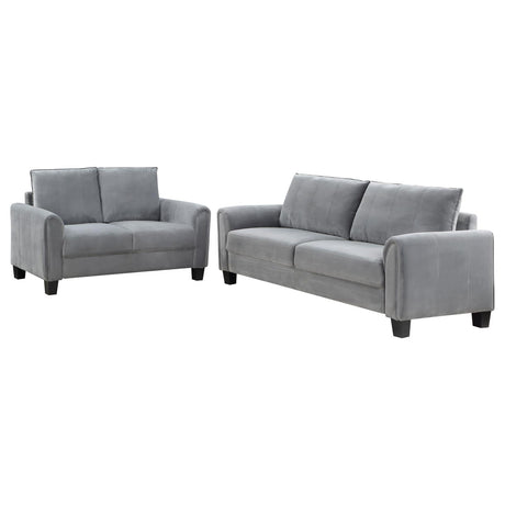 Davis Gray Upholstered Rolled Arm Living Room Set by Coaster at Eve Furniture