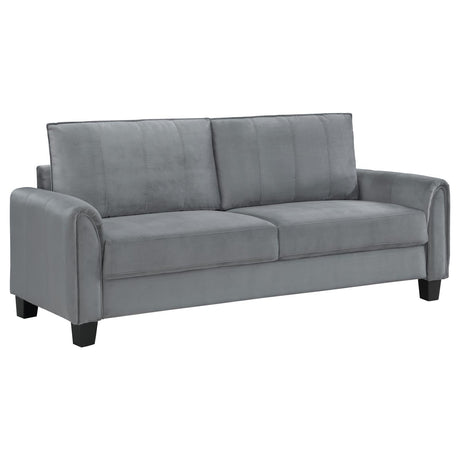 Davis Gray Upholstered Rolled Arm Living Room Set by Coaster at Eve Furniture