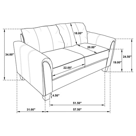 Davis Gray Upholstered Rolled Arm Loveseat by Coaster at Eve Furniture