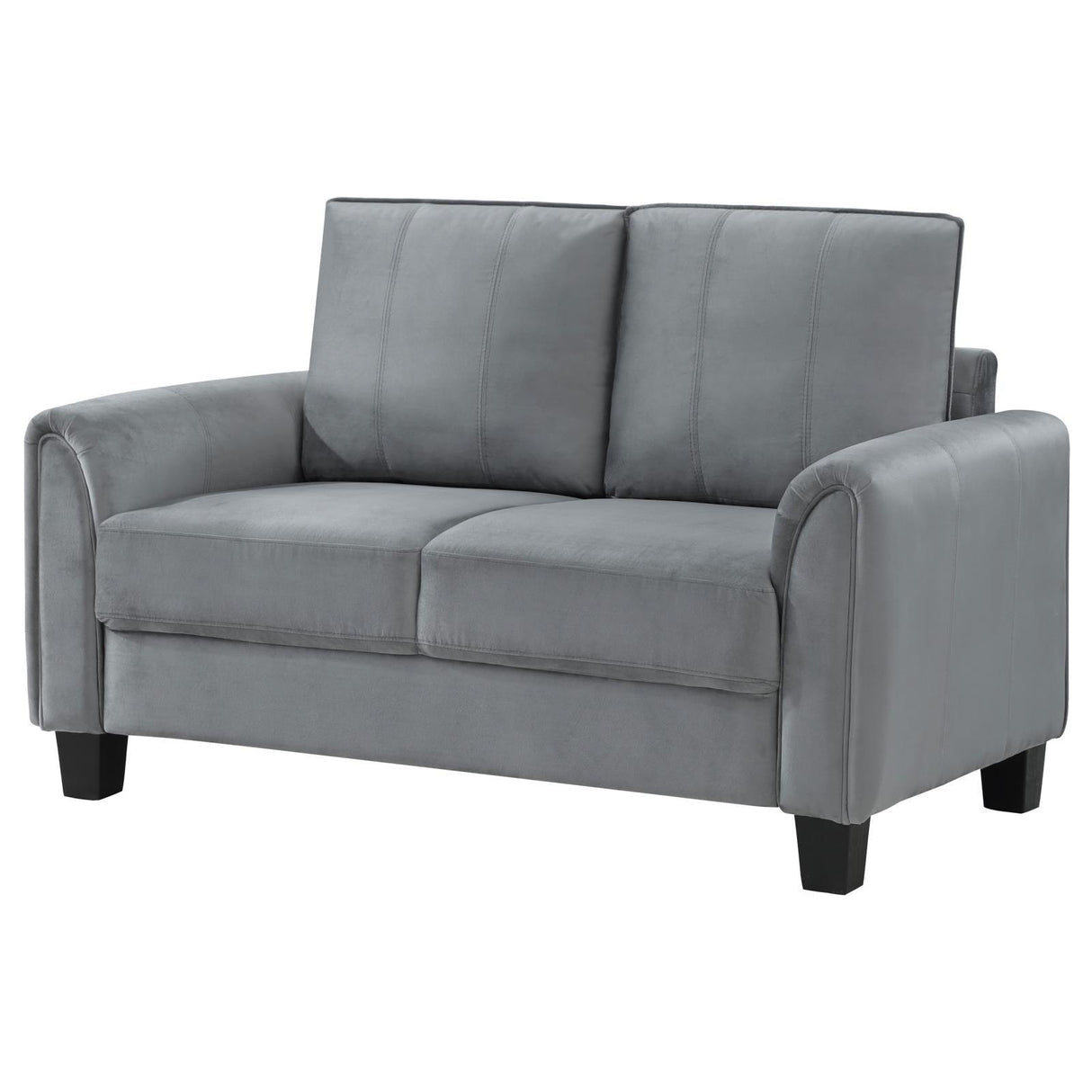Davis Gray Upholstered Rolled Arm Loveseat by Coaster at Eve Furniture