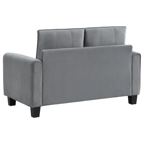 Davis Gray Upholstered Rolled Arm Loveseat by Coaster at Eve Furniture
