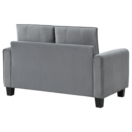 Davis Gray Upholstered Rolled Arm Loveseat by Coaster at Eve Furniture