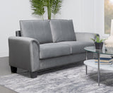 Davis Gray Upholstered Rolled Arm Loveseat by Coaster at Eve Furniture
