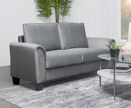 Davis Gray Upholstered Rolled Arm Loveseat by Coaster at Eve Furniture