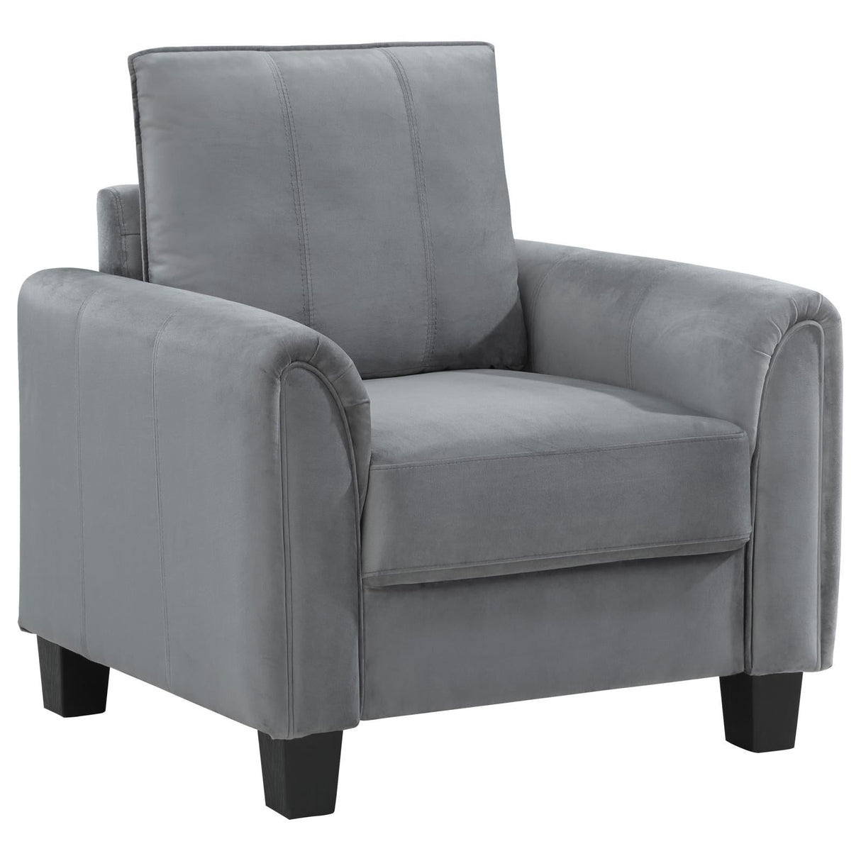 Davis Grey Upholstered Rolled Arm Accent Chair